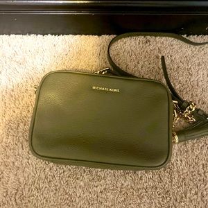 Olive green crossbody 8.25”W x 5.5”H X 2.25”D